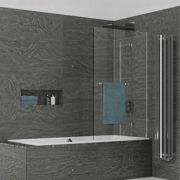 KUDOS Inspire 6mm Two Panel Out-Swing Bathscreen with Towel Rail  Feature Large Image