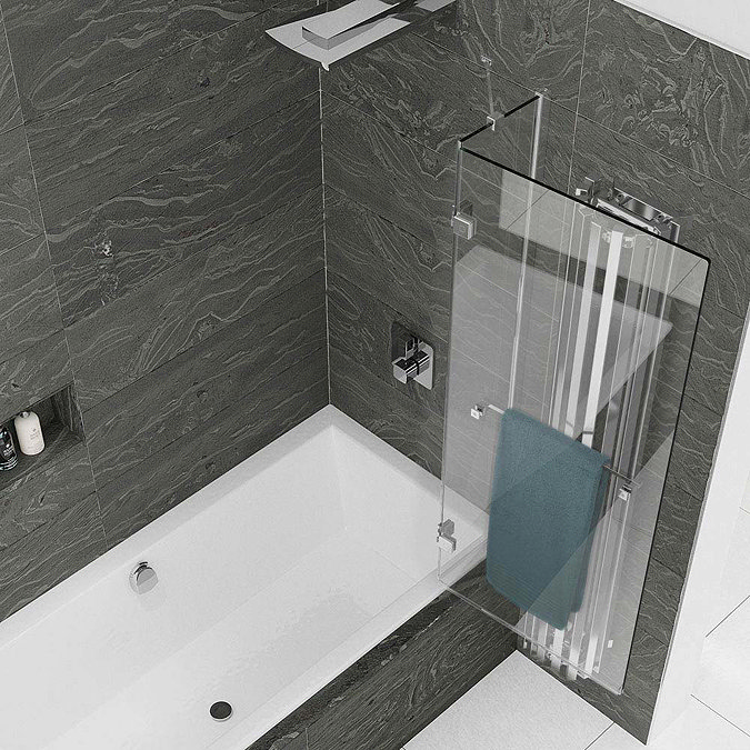 KUDOS Inspire 8mm Two Panel Out-Swing Bathscreen with Towel Rail Standard Large Image