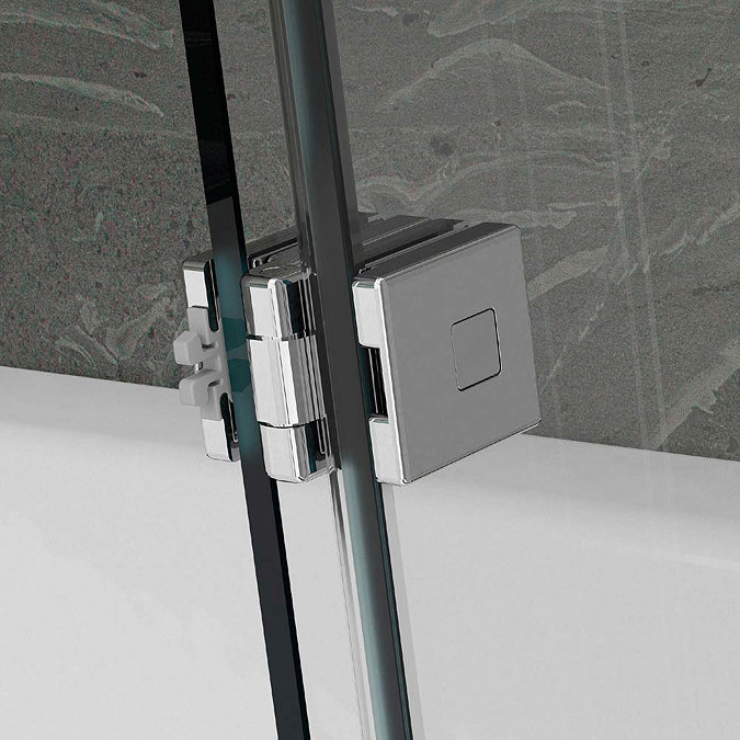 KUDOS Inspire 8mm Two Panel Out-Swing Bathscreen with Towel Rail In Bathroom Large Image