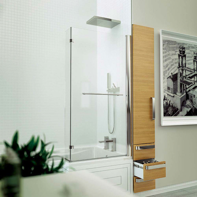KUDOS Inspire L-Shaped Showerbath Screen with Towel Rail  Feature Large Image