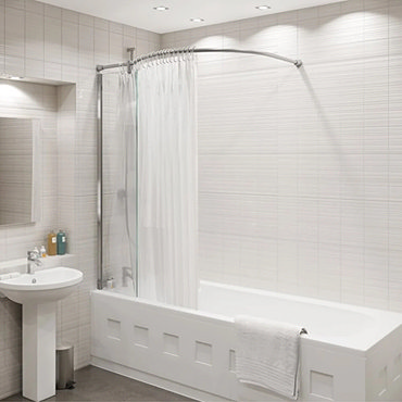 KUDOS Inspire Over Bath Shower Panel with Bow Corner Rail  Profile Large Image