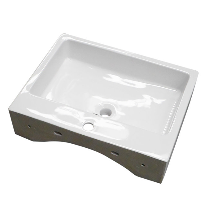 Kyoto Large Rectangular 600 x 460mm 1TH Wall Hung Basin  Newest Large Image