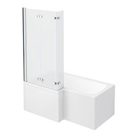 Milan Shower Bath - 1500mm L Shaped with Double Hinged Screen & Panel Medium Image