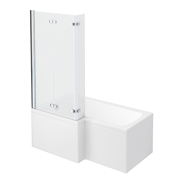 Milan Shower Bath - 1500mm L Shaped with Double Hinged Screen & Panel Large Image