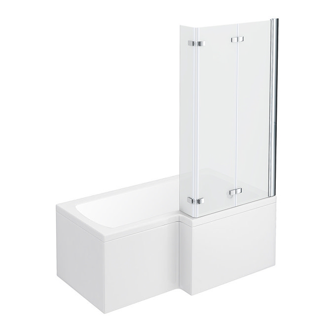 Milan RH Shower Bath - 1500mm L Shaped with Double Hinged Screen + Panel Large Image