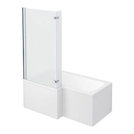 Milan Shower Bath - 1500mm L Shaped with Hinged Screen + Panel Medium Image
