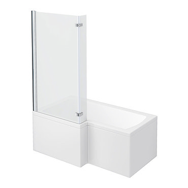Milan Shower Bath - 1500mm L Shaped with Hinged Screen + Panel  Feature Large Image