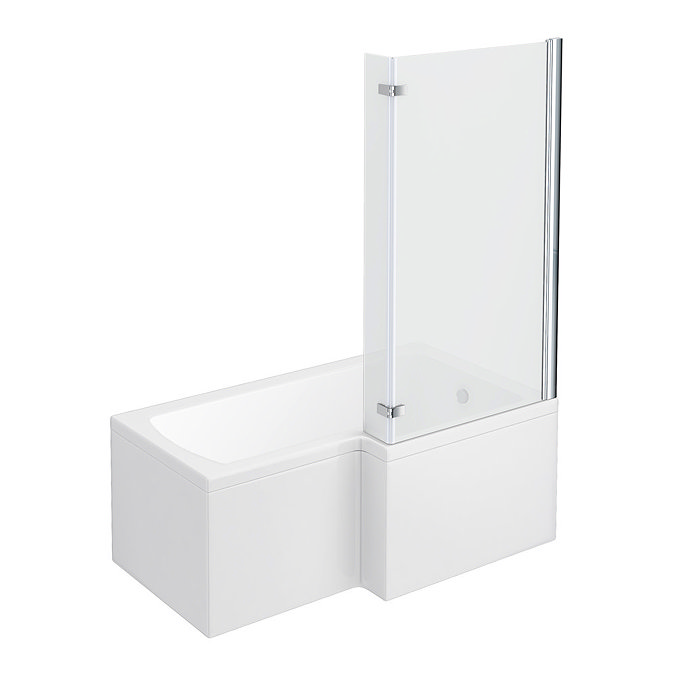Milan RH Shower Bath - 1500mm L Shaped with Hinged Screen + Panel Large Image