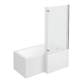 Milan RH Shower Bath - 1500mm L Shaped with Hinged Screen + Panel Large Image
