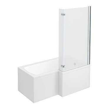 Milan Shower Bath - 1500mm L Shaped with Hinged Screen + Panel  Feature Large Image