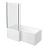 L-Shaped Shower Bath - 1600mm Inc. Hinged Screen + Panel Large Image
