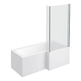 L-Shaped RH Shower Bath - 1600mm Inc. Hinged Screen + Panel Large Image