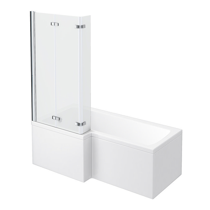 Milan L-Shaped Shower Bath 1700mm (Includes Double Hinged Screen with Acrylic Front Panel)