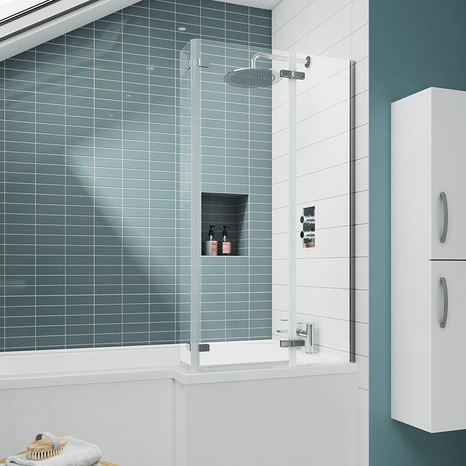 Milan Shower Bath - 1700mm L Shaped with Double Hinged Screen + Panel