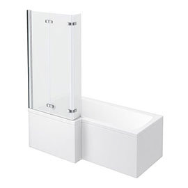 Milan Shower Bath - 1700mm L Shaped with Double Hinged Screen & Panel Medium Image