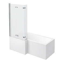 Milan Shower Bath - 1700mm L Shaped with Double Hinged Screen & Panel Large Image