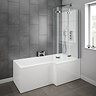 Milan L-Shaped Shower Bath 1700mm (Includes Double Hinged Screen with Acrylic Front Panel)