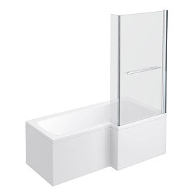 Milan Shower Bath - 1700mm L Shaped inc. Screen with Rail + Panel (RH) Large Image