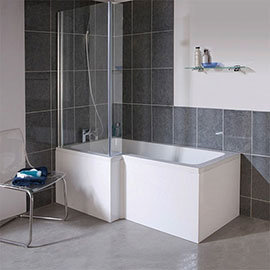 Milan Square Shower Bath - 1700mm Inc. Screen + MDF Panel Medium Image