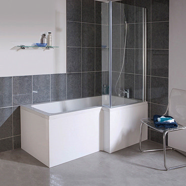 Milan Square Shower Bath - 1700mm Inc. Screen + MDF Panel  Profile Large Image