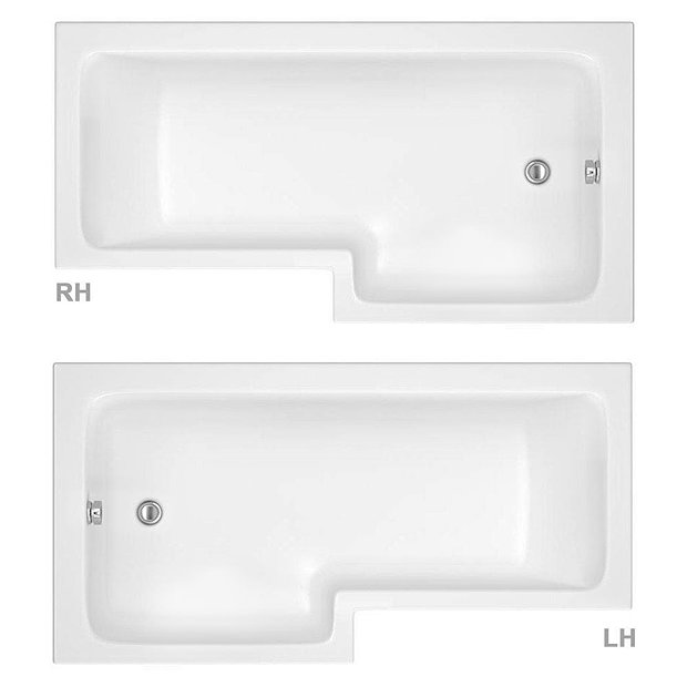 Milan Shower Bath - 1500mm L Shaped + Acrylic Panel  Profile Large Image