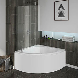Laguna Corner Shower Bath with Screen + Panel Medium Image