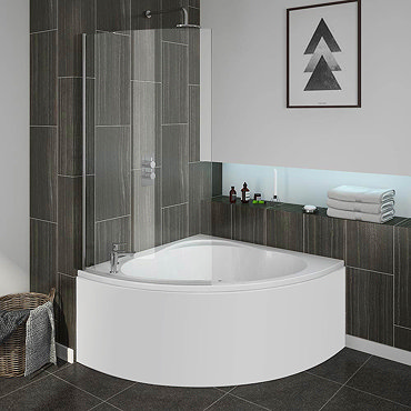 Laguna Corner Shower Bath with Screen + Panel  Profile Large Image