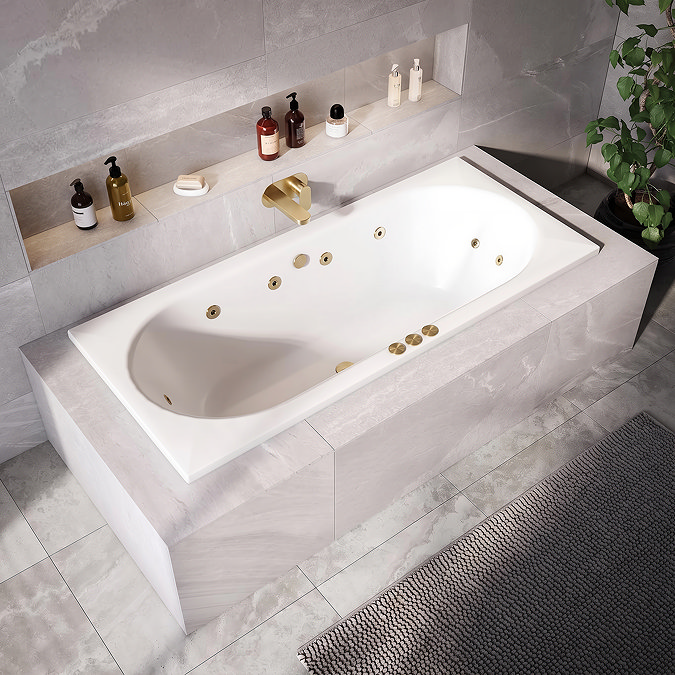 Laguna Whirlpool Spa 12 Jet Round Double Ended Bath - Brushed Brass Jets