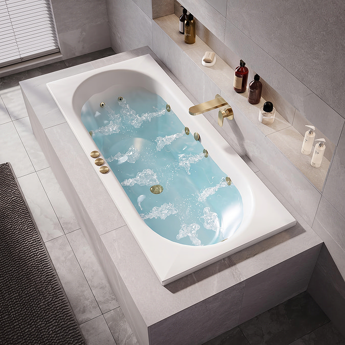 Laguna Whirlpool Spa 12 Jet Round Double Ended Bath - Brushed Brass Jets