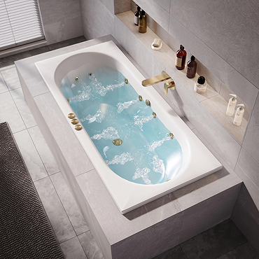 Laguna Whirlpool Spa 12 Jet Round Double Ended Bath - Brushed Brass Jets