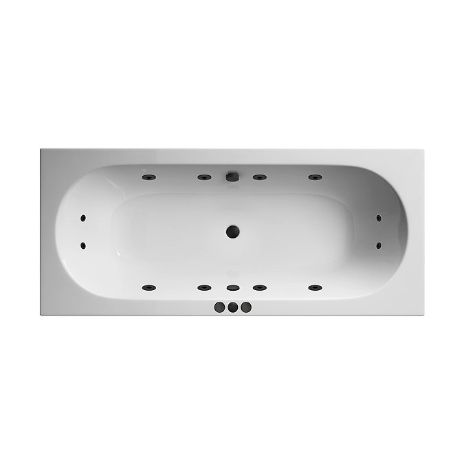 Laguna Whirlpool Spa 12 Jet Round Double Ended Bath - Matt Black Jets