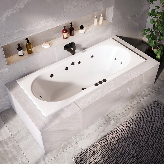 Laguna Whirlpool Spa 12 Jet Round Double Ended Bath - Matt Black Jets