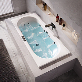 Laguna Whirlpool Spa 12 Jet Round Double Ended Bath - Matt Black Jets