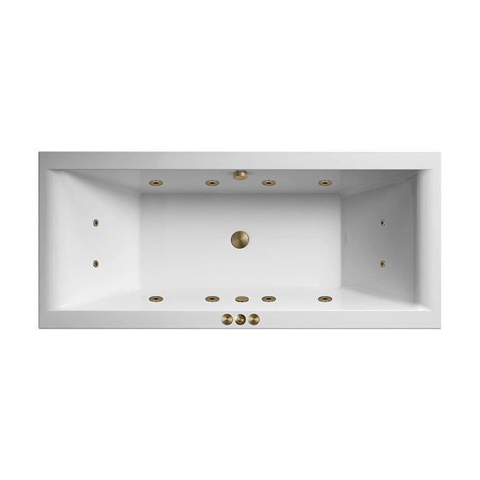 Laguna Whirlpool Spa 12 Jet Square Double Ended Bath - Brushed Brass Jets