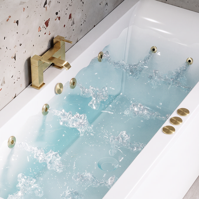 Laguna Whirlpool Spa 12 Jet Square Double Ended Bath - Brushed Brass Jets