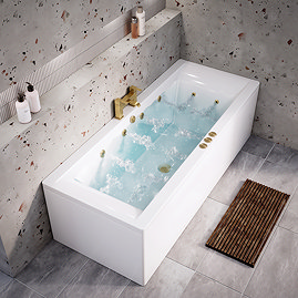 Laguna Whirlpool Spa 12 Jet Square Double Ended Bath - Brushed Brass Jets