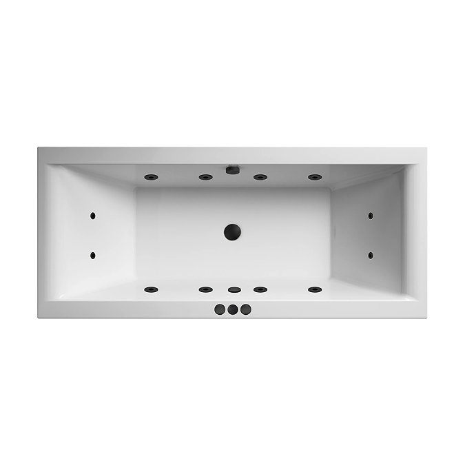 Laguna Whirlpool Spa 12 Jet Square Double Ended Bath - Matt Black Jets
