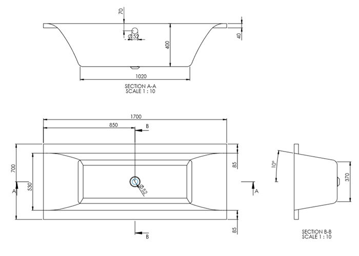 1700 x 700mm