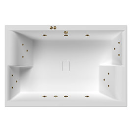 Laguna Whirlpool Spa 18 Jet 1800 x 1200 Super Deep Two-Person Inset Bath - Brushed Brass Jets