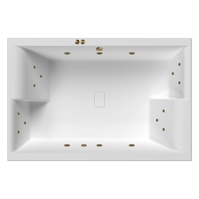 Laguna Whirlpool Spa 18 Jet 1800 x 1200 Super Deep Two-Person Inset Bath - Brushed Brass Jets