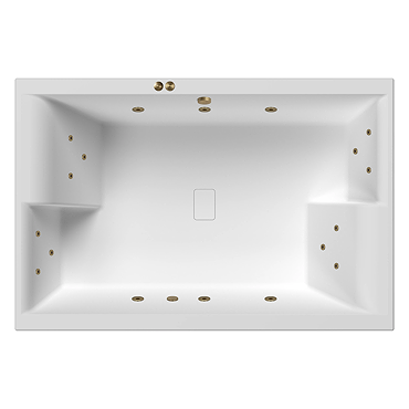 Laguna Whirlpool Spa 18 Jet 1800 x 1200 Super Deep Two-Person Inset Bath - Brushed Brass Jets