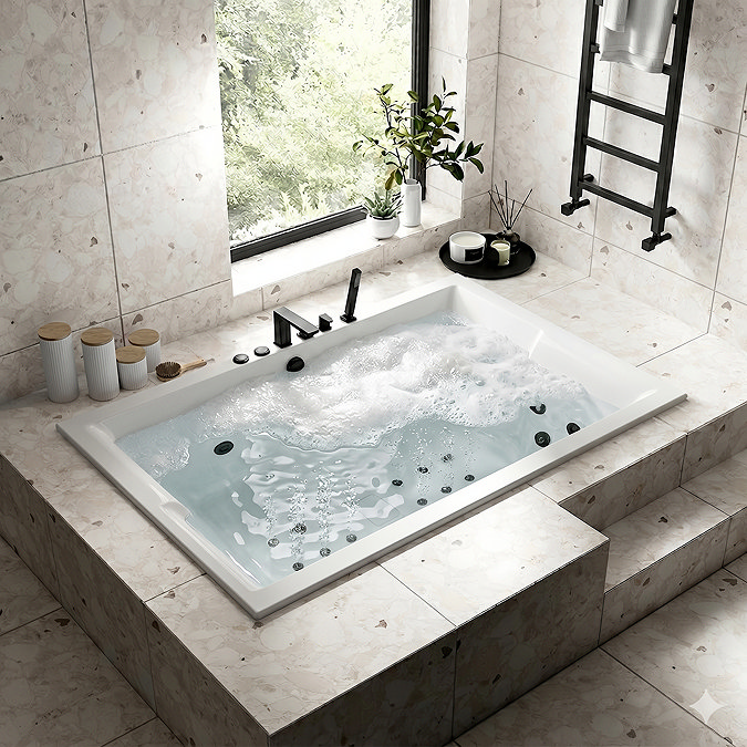 Laguna Whirlpool Spa 18 Jet 1800 x 1200 Super Deep Two-Person Inset Bath - Matt Black Jets