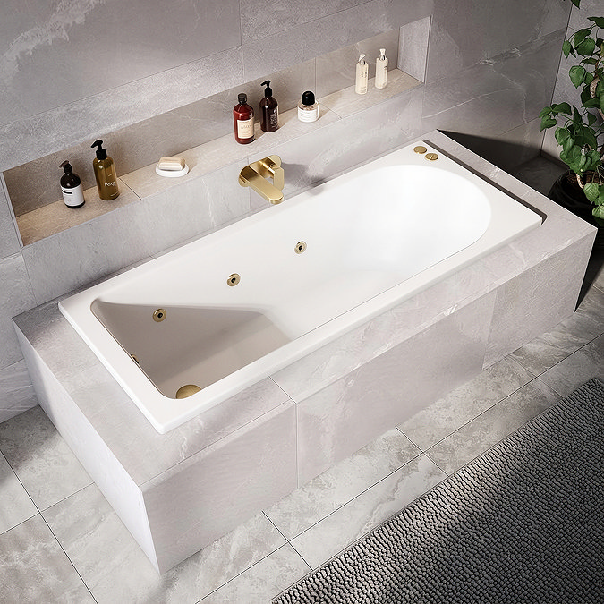Laguna Whirlpool Spa 6 Jet Round Single Ended Bath - Brushed Brass Jets