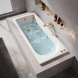 Laguna Whirlpool Spa 6 Jet Round Single Ended Bath - Brushed Brass Jets
