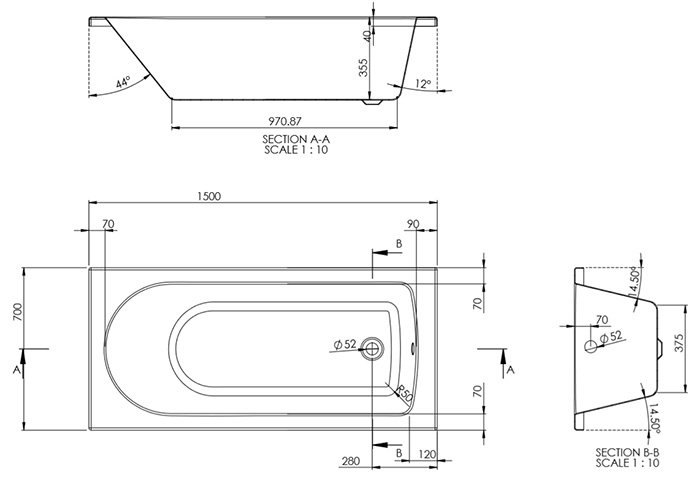 1500 x 700mm