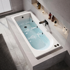 Laguna Whirlpool Spa 6 Jet Round Single Ended Bath - Matt Black Jets