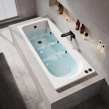 Laguna Whirlpool Spa 6 Jet Round Single Ended Bath - Matt Black Jets