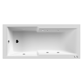 Laguna Whirlpool Spa 6 Jet Square Straight Shower Bath - 1700 x 750mm