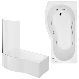 Laguna Whirlpool Spa 8 Jet B-Shaped Shower Bath with Screen + Panel