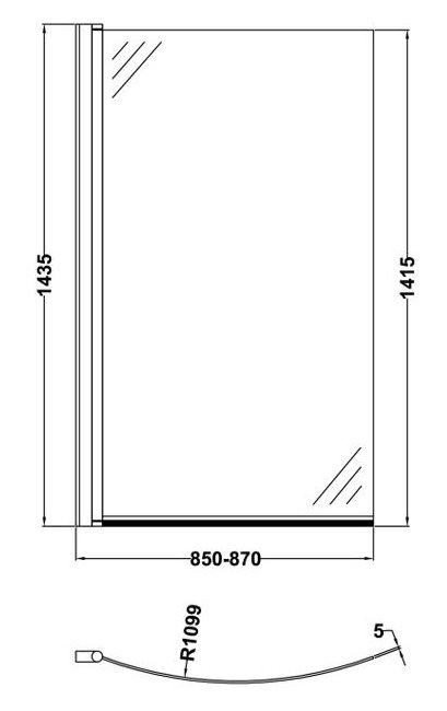 Laguna Whirlpool Spa 8 Jet B-Shaped Shower Bath with Screen with Panel (Left Hand Option)